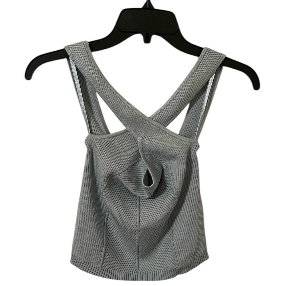 Abercrombie & Fitch Women’s Light Blue Ribbed Ottoman Cross Back Tank Size M